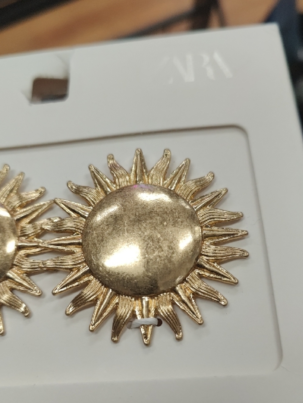 ZARA Antique Gold Sunburst Earrings - Picture 2 of 4